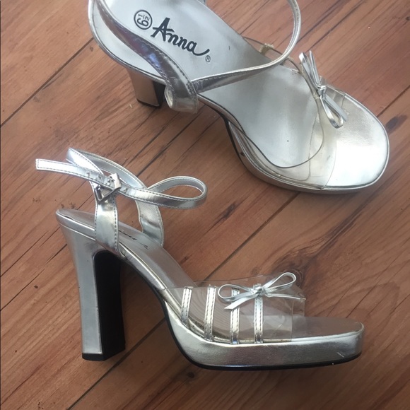 Vintage 90’s platform prom heel silver clueless - Picture 2 of 7